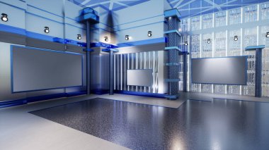 Haber Stüdyosu, TV programları için arkaplan .tv Wall3D Sanal Haber Stüdyosu Arkaplanı, 3D illüstrasyon