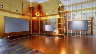 Haber Stüdyosu, TV programları için arkaplan .tv Wall3D Sanal Haber Stüdyosu Arkaplanı, 3D illüstrasyon