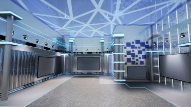 Haber Stüdyosu, TV programları için arkaplan .tv Wall3D Sanal Haber Stüdyosu Arkaplanı, 3D illüstrasyon