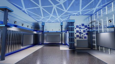 Haber Stüdyosu, TV programları için arkaplan .tv Wall3D Sanal Haber Stüdyosu Arkaplanı, 3D illüstrasyon