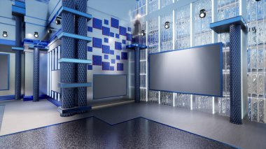 Haber Stüdyosu, TV programları için arkaplan .tv Wall3D Sanal Haber Stüdyosu Arkaplanı, 3D illüstrasyon