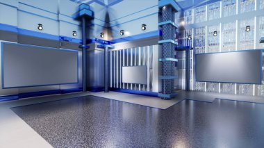 Haber Stüdyosu, TV programları için arkaplan .tv Wall3D Sanal Haber Stüdyosu Arkaplanı, 3D illüstrasyon