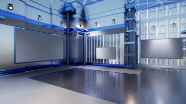 Haber Stüdyosu, TV programları için arkaplan .tv Wall3D Sanal Haber Stüdyosu Arkaplanı, 3D illüstrasyon