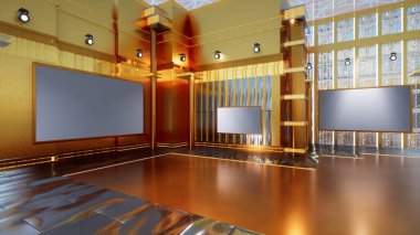 Haber Stüdyosu, TV programları için arkaplan .tv Wall3D Sanal Haber Stüdyosu Arkaplanı, 3D illüstrasyon