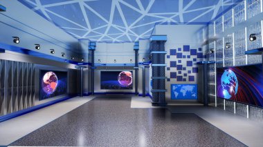 Haber Stüdyosu, TV programları için arkaplan .tv Wall3D Sanal Haber Stüdyosu Arkaplanı, 3D illüstrasyon