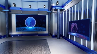 Haber Stüdyosu, TV programları için arkaplan .tv Wall3D Sanal Haber Stüdyosu Arkaplanı, 3D illüstrasyon