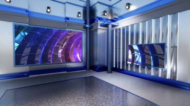 Haber Stüdyosu, TV programları için arkaplan .tv Wall3D Sanal Haber Stüdyosu Arkaplanı, 3D illüstrasyon