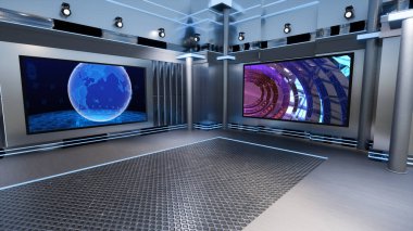 Haber Stüdyosu, TV programları için arkaplan .tv Wall3D Sanal Haber Stüdyosu Arkaplanı, 3D illüstrasyon