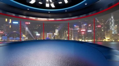 3D Sanal TV Stüdyo Haberleri, Şehrin Panoramik Manzaralı 3D Sanal Stüdyo Seti