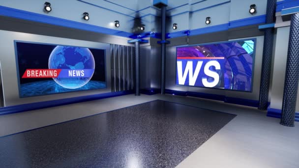 Virtual Studio Noticias Pared Virtual News Studio Lazo Fondo — Vídeo de stock