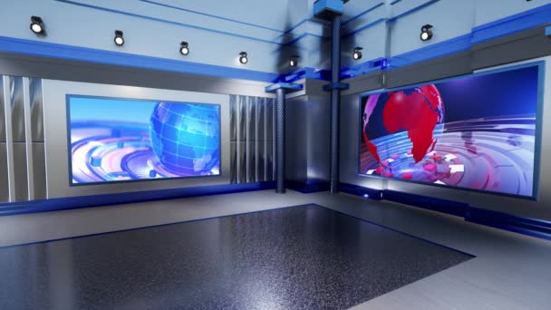 Virtual Studio Nieuws Aan Muur Virtual News Studio Achtergrond Loop — Stockvideo