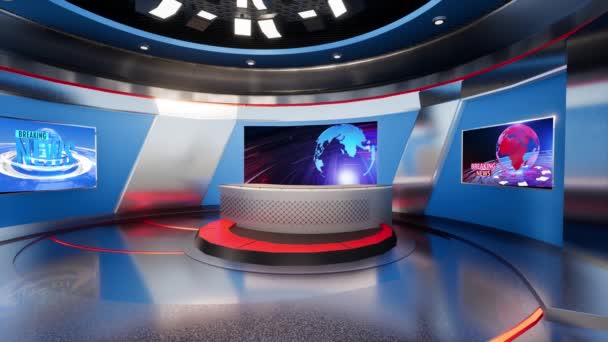 Virtual Studio Noticias Pared Virtual News Studio Lazo Fondo — Vídeos de Stock