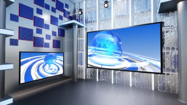 Virtual Studio Nyheter Wall Virtual News Studio Bakgrund Loop — Stockvideo