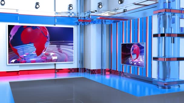 Virtual Studio Nieuws Aan Muur Virtual News Studio Achtergrond Loop — Stockvideo