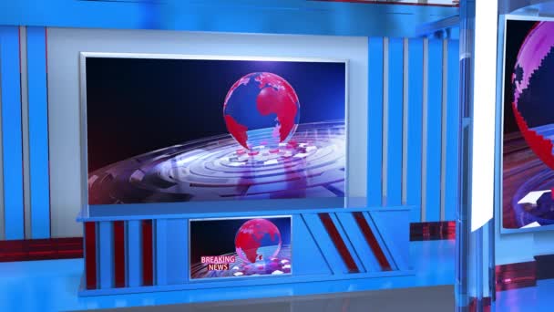 Virtual Studio Nieuws Aan Muur Virtual News Studio Achtergrond Loop — Stockvideo