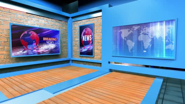 Virtual Studio News Auf Wall Virtual News Studio Hintergrundschleife — Stockvideo