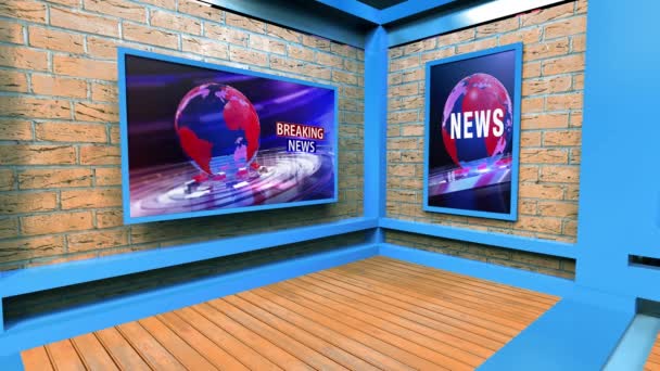 Virtual Studio Noticias Pared Virtual News Studio Lazo Fondo — Vídeos de Stock