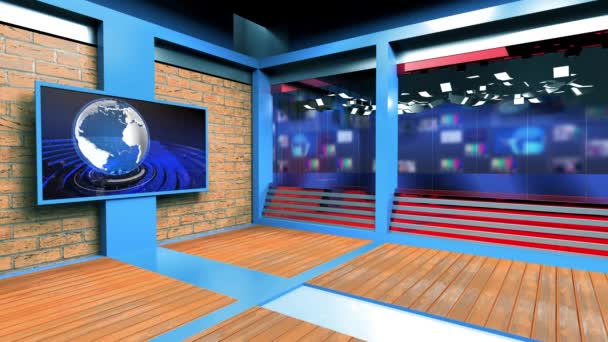 Virtual Studio Nyheter Wall Virtual News Studio Bakgrund Loop — Stockvideo