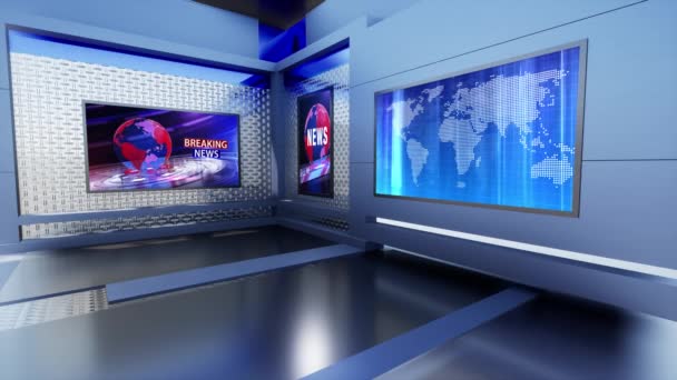 Virtual Studio Nieuws Aan Muur Virtual News Studio Achtergrond Loop — Stockvideo