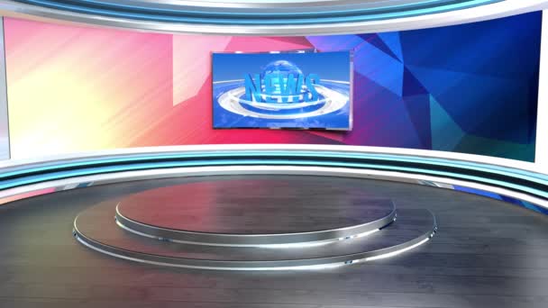 Virtual Studio Nieuws Aan Muur Virtual News Studio Achtergrond Loop — Stockvideo