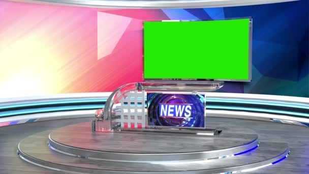 Virtual Studio Nieuws Aan Muur Virtual News Studio Achtergrond Loop — Stockvideo