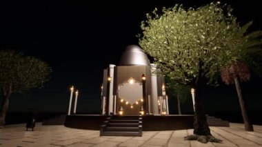 Gece vakti İslami mimari kubbeli fenerler