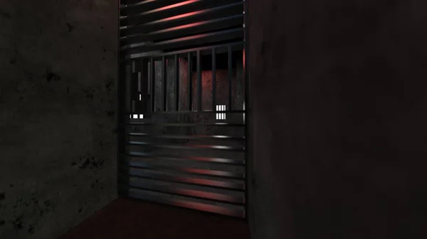 老Grunge Prison Seen Jail Bars Poster Illustration — 图库照片