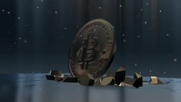 Moneda Criptomoneda Oro Bitcoin Btc Bitcoin Monedas Moneda Digital Electrónica — Vídeo de stock