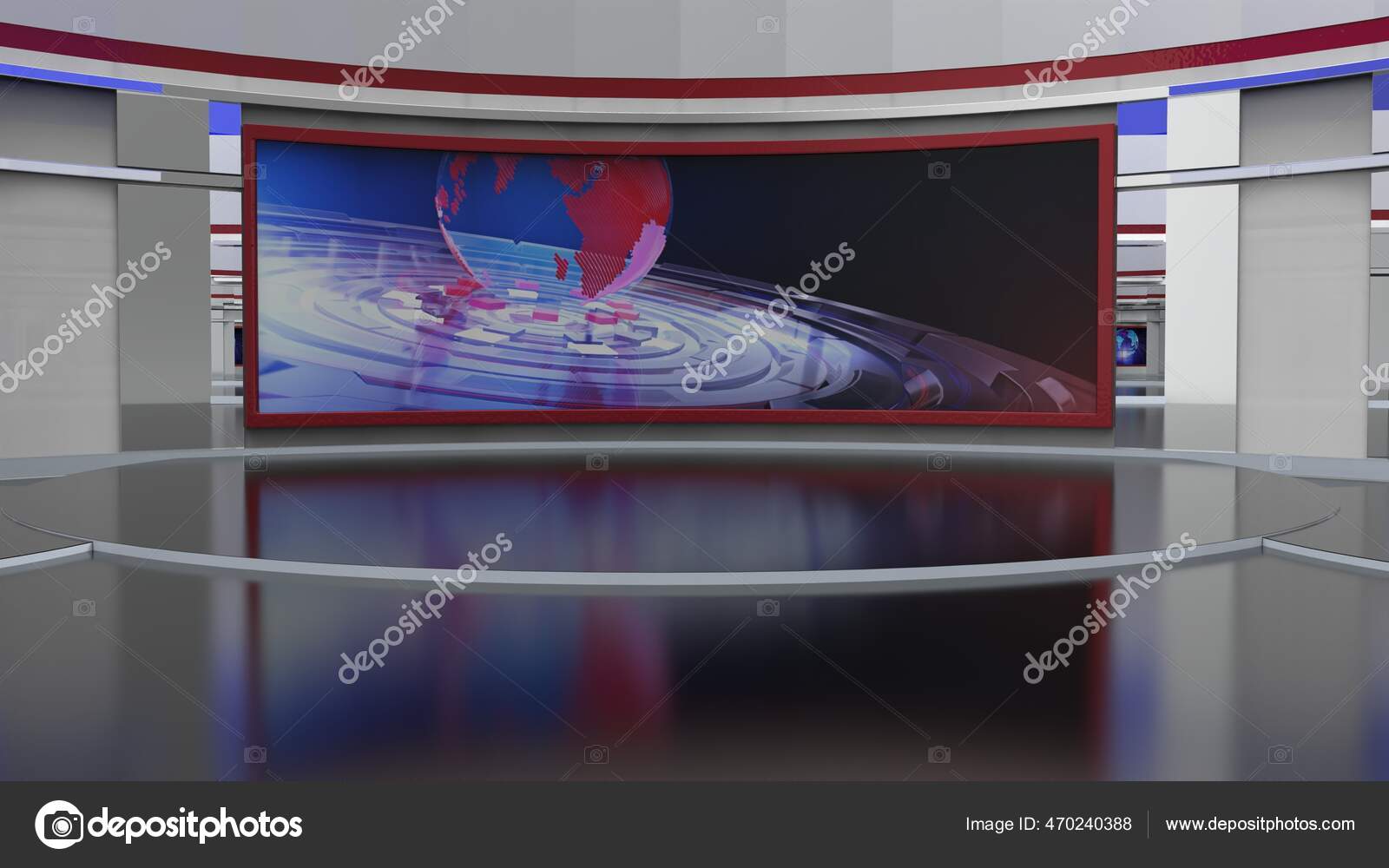 News Studio Backdrop Shows Wall Virtual News Studio Background Illustration Stock Photo By C Mus Graphic