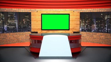 Haber Stüdyosu, TV programları için arkaplan .tv Wall3D Sanal Haber Stüdyosu Arkaplanı, 3D illüstrasyon
