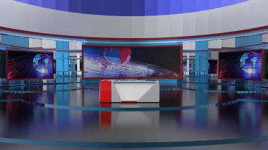 Haber Stüdyosu, TV programları için arkaplan .tv Wall3D Sanal Haber Stüdyosu Arkaplanı, 3D illüstrasyon