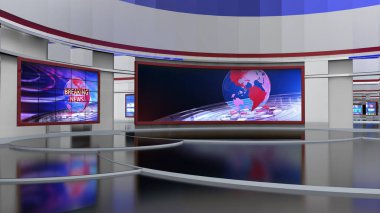 Haber Stüdyosu, TV programları için arkaplan .tv Wall3D Sanal Haber Stüdyosu Arkaplanı, 3D illüstrasyon
