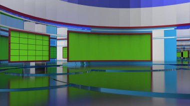 Haber Stüdyosu, TV programları için arkaplan .tv Wall3D Sanal Haber Stüdyosu Arkaplanı, 3D illüstrasyon