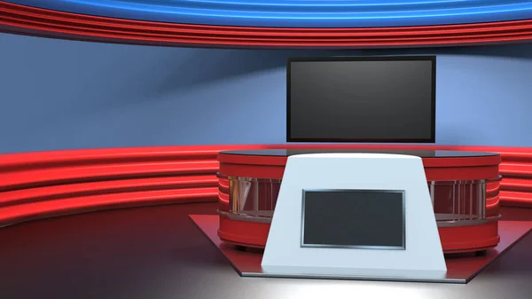 News Studio Backdrop Shows Wall Virtual News Studio Background Illustration — Stock Photo, Image