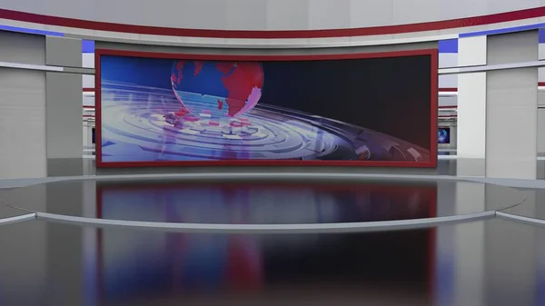 ニューススタジオ テレビ番組の背景 Wall 3D仮想ニューススタジオの背景 3Dイラスト — ストック写真