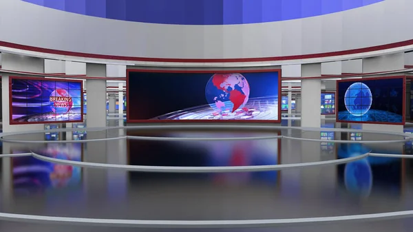 News Studio Backdrop Műsorok Falon Virtuális Hírek Studio Háttér Illusztráció — Stock Fotó