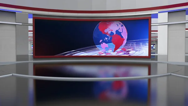 News Studio Backdrop Shows Wall Virtual News Studio Background Illustration — 스톡 사진