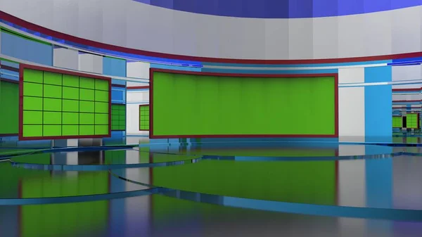 News Studio Backdrop Shows Wall Virtual News Studio Background Illustration — Stock Photo, Image