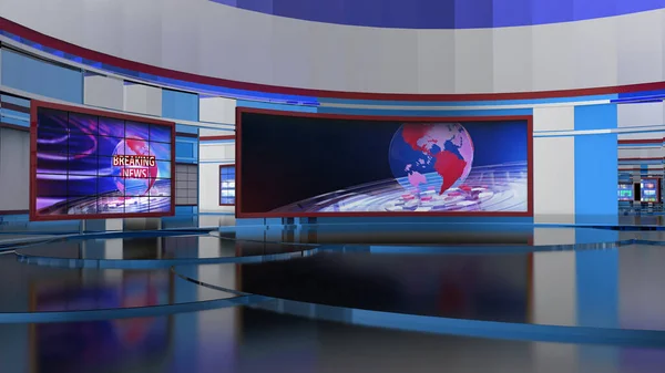 News Studio Backdrop Shows Wall Virtual News Studio Background Illustration — 스톡 사진