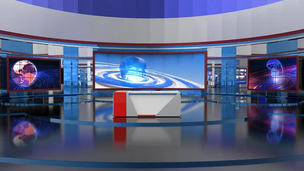 News Studio Backdrop Shows Wall Virtual News Studio Background Illustration — Stock Photo, Image