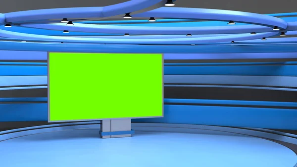 News Studio, Backdrop For TV Shows .TV On Wall.3D Virtual News Studio Background, 3d illustration