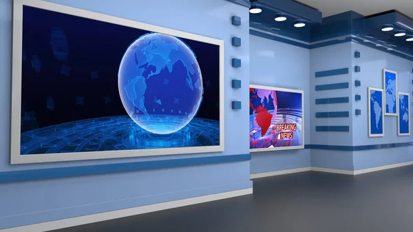 News Studio Background Show Wall Віртуальна Новинна Студія Ілюстрація — стокове фото