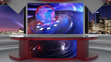 3D Sanal Haber Stüdyosu Arkaplanı, 3D illüstrasyon