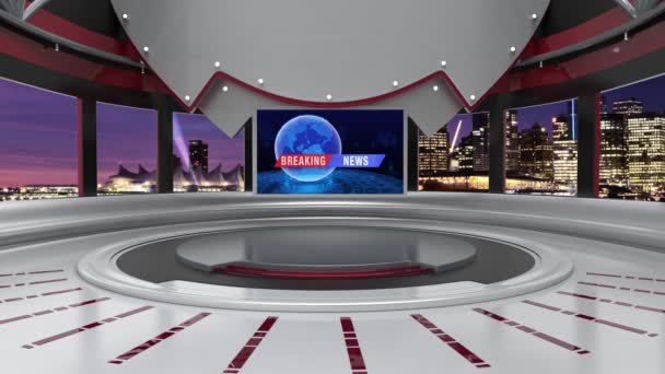 3D虚拟新闻演播室背景图 — 图库视频影像