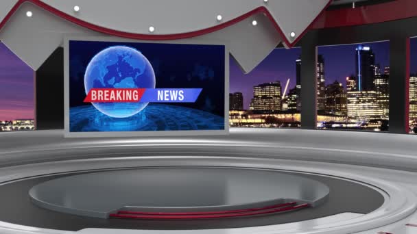 3D仮想ニューススタジオの背景ループ — ストック動画