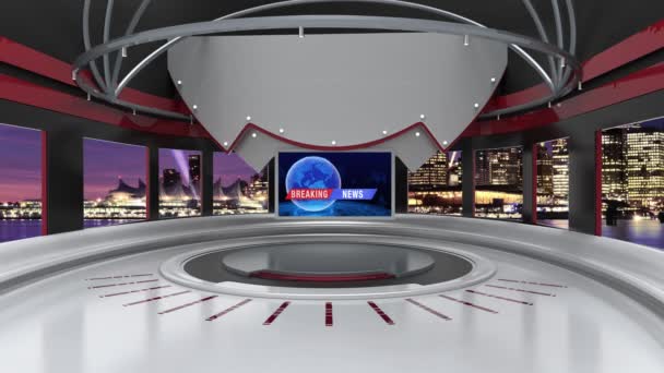 Virtual News Studio Achtergrond Loop — Stockvideo