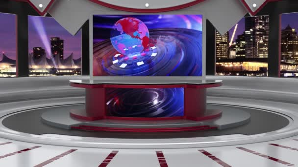 Virtual News Studio Achtergrond Loop — Stockvideo