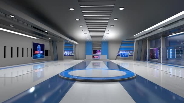 News Studio Backdrop Για Τηλεοπτικές Εκπομπές Wall Virtual News Studio — Αρχείο Βίντεο