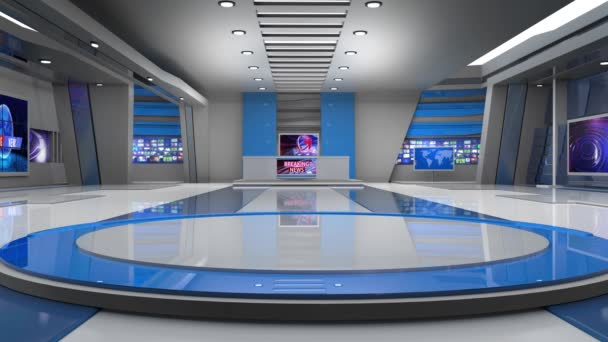 Nieuws Studio Achtergrond Voor Shows Aan Muur Virtual News Studio — Stockvideo