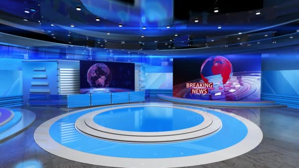 Virtual Studio Nyheter Wall Virtual News Studio Bakgrund Loop — Stockvideo